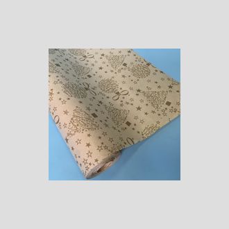 Упаковочная крафт бумага Новогодняя RIBBED 0.7 x 60м
