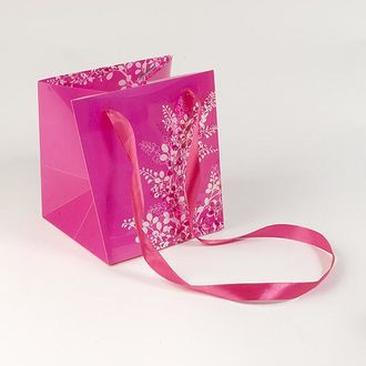 Сумка для цветов bag Twig 17х14.5x14.5cм бумажная малиновая