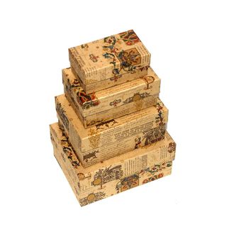 Коробки картонные 401-65 наб. из 4 прям. малых Сказки крафт (15x11x7-9x5x4)