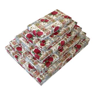 Коробки картонные 501-25 наб. из 5 прям. плоских Розы с птицей (20х10х3-40х30х5)