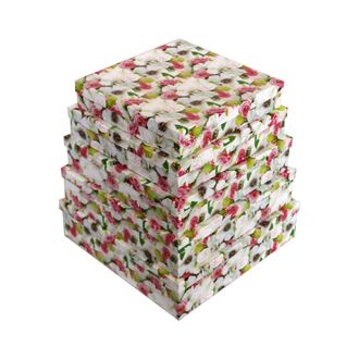 Коробки картонные 503-28 наб. из 5 квад. плоских Альстромерии и розы (26х26х5-34х34х9)