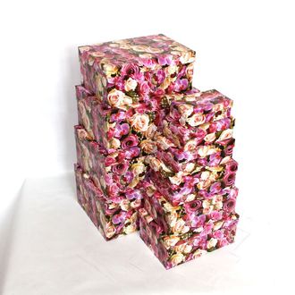 Коробки картонные 102-04-07 наб. из 10 прям. Орхидеи и розы (32x21x13-13x7,5x4)