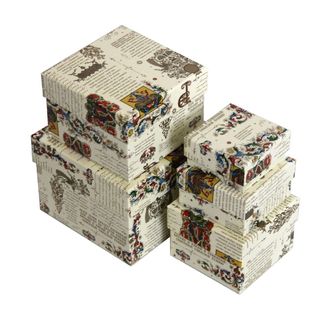 Коробки картонные 506-59 наб. из 5 квад. малых Сказки (6,5x6,5x3,5-12,5x12,5x9,5)