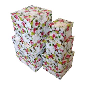 Коробки картонные 507-30 наб. из 5 кубов бол. Альстромерии и розы (10х10х10-23х23х23)