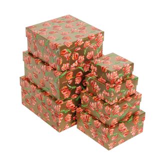 Коробки картонные 701-46 наб. из 7 квад. Тюльпаны (20x20x10-8x8x4)