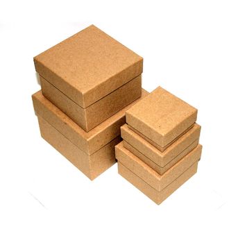 Коробки крафт 506-60 наб. из 5 квад. малых Однотонные (6,5x6,5x3,5-12,5x12,5x9,5)