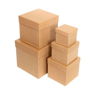 Коробки крафт 701-60 наб. из 7 квадратов Однотонные (20x20x10-8x8x4)